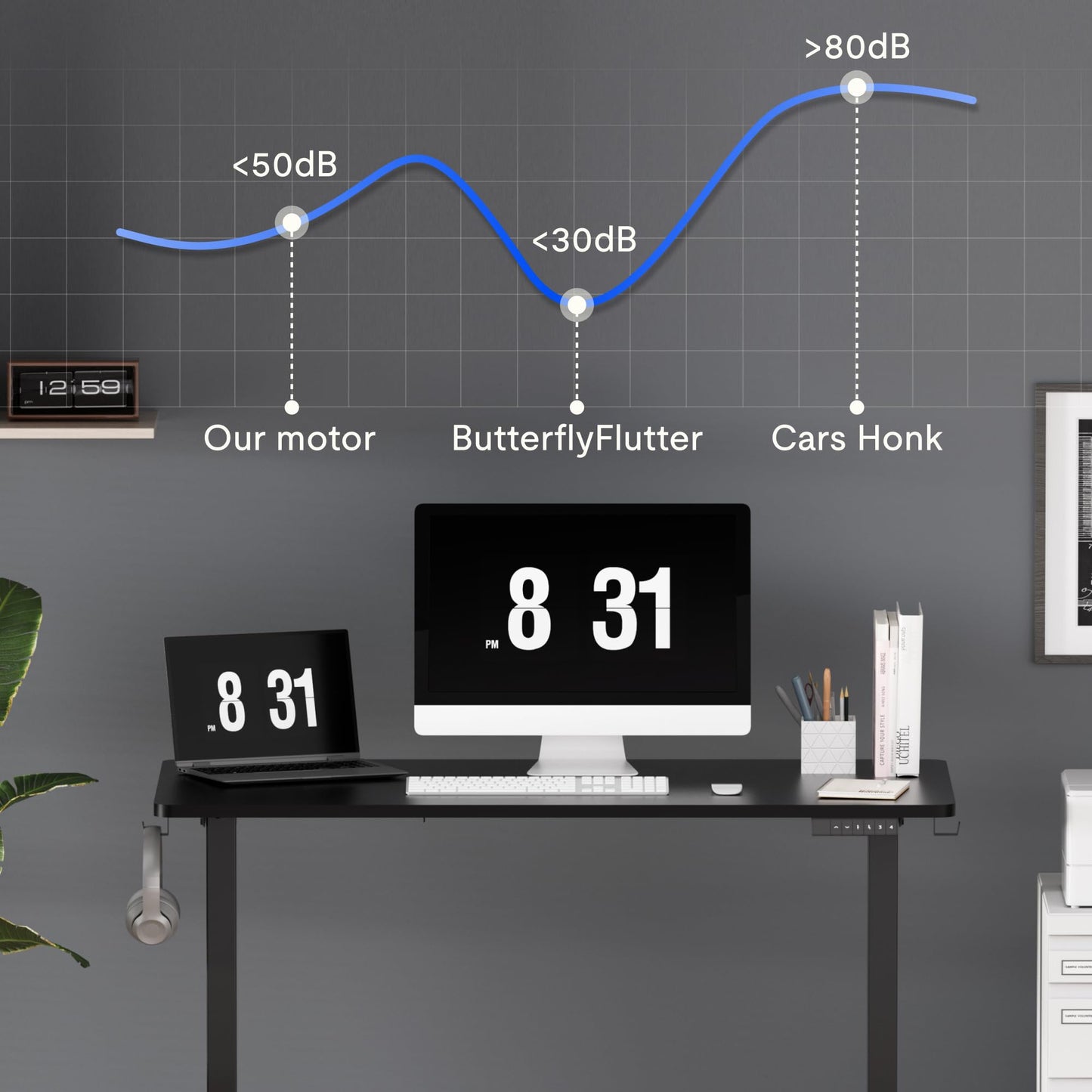 FLEXISPOT EN1 Height Adjustable Standing Desk Frame with Memory Controller, Electric Sit Stand Desk Base for Home and Office (Black Frame Only)