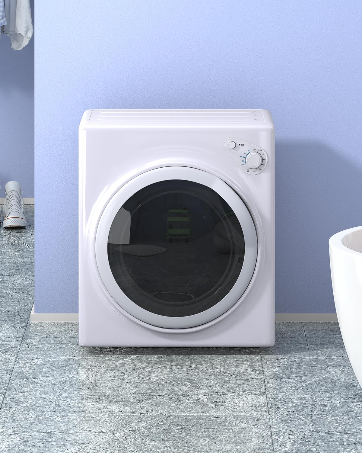 TABU 3.5 Cu. Ft Compact Dryer, Portable Clothes Dryer with Stainless Steel Tub, Front Load Electric Dryer with 4 Automatic Drying Mode, Ideal for Home, Apartment, RV, White
