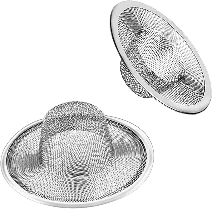 2pcs Heavy Duty Stainless Steel Slop Basket Filter Trap, 4.41" Top / 2.44" Mesh Metal Sink Strainer,Perfect for Kitchen Sink/Bathroom Bathtub Wash Basin Floor Drain Balcony Drain Hole,UtilityÃ¢ÂÂ¦