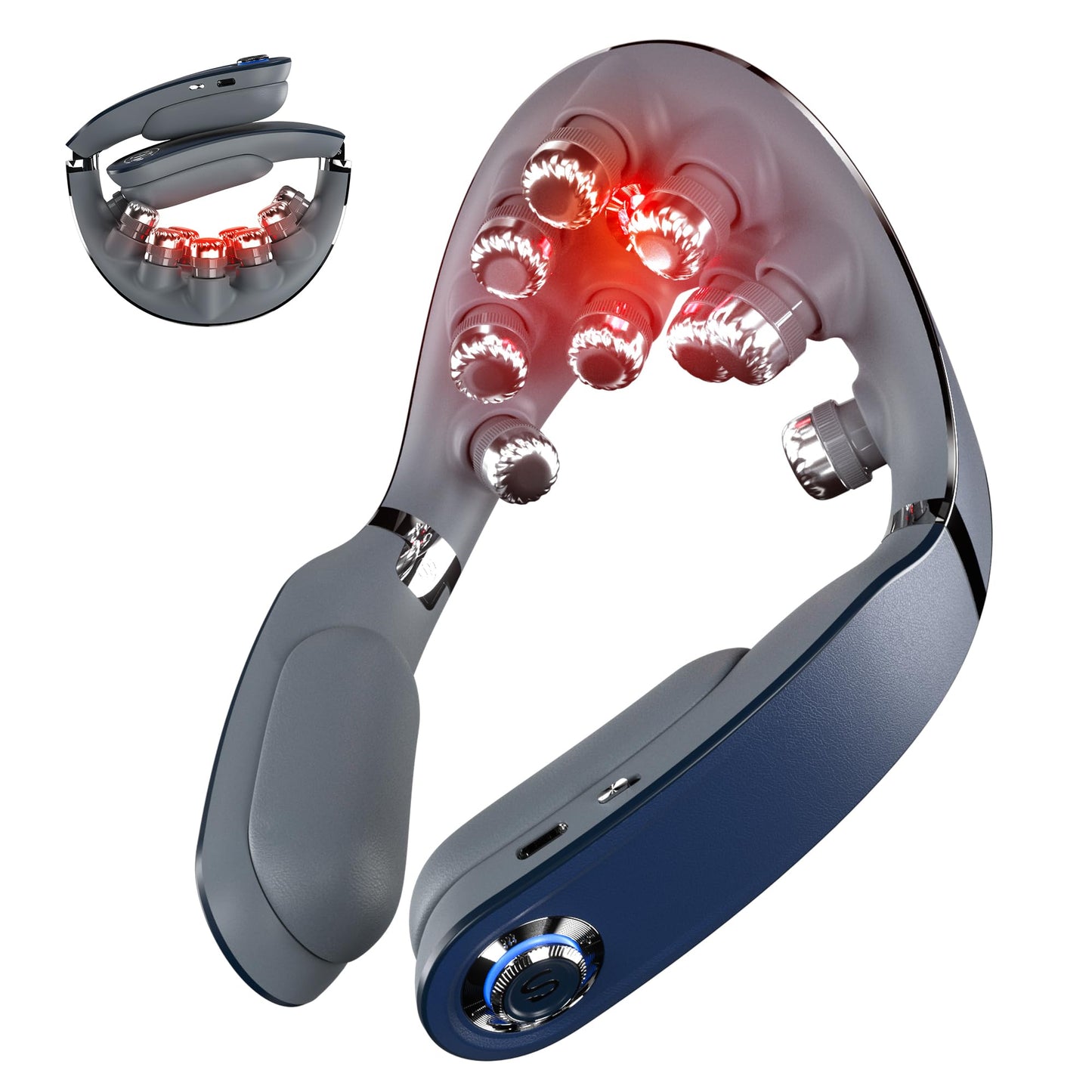 SKG Cordless Neck Massager for Pain Relief Deep Tissue Vibration Foldable Travel Massager,Portable 9D Neck Massager for Office Gifts for Men and Women