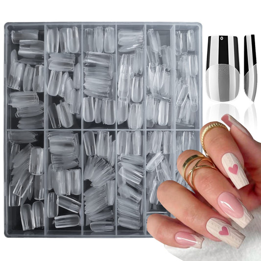 LoveOurHome 600pc Medium Square Fake Nail Tips, Clear Press on Nails Square Acrylic Nail Full Cover False Fake Nails Medium Soft Gel Nail Tips Artificial Fingernails for Gel Nail Extension