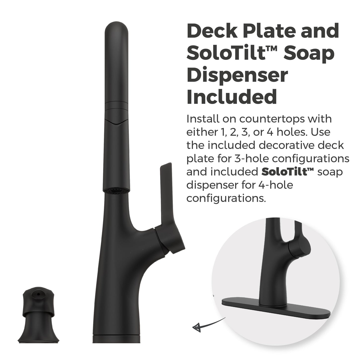 Pfister Ceylon Kitchen Faucet with Pull Down Sprayer and Soap Dispenser, Single Handle, NSF Certified, Spot Defense Matte Black Finish, F5297CLOSDB