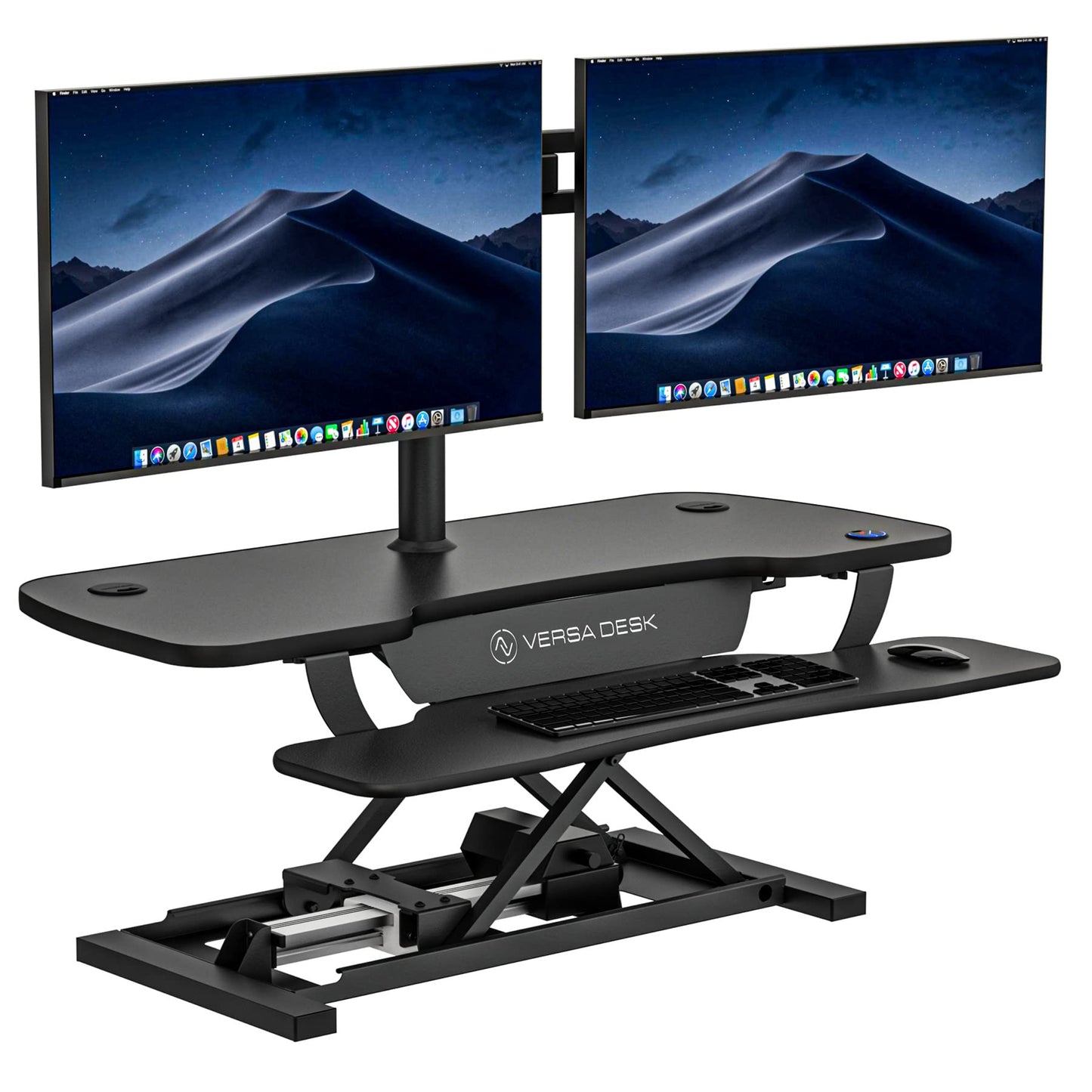 VERSADESK® PowerPro™ 40” x 24” Standing Desk Converter | 40 inch Electric Height Adjustable Sit to Stand Desk Riser w/ Keyboard Tray & USB Hub - Ergonomic Workstation for Home & Office, Black