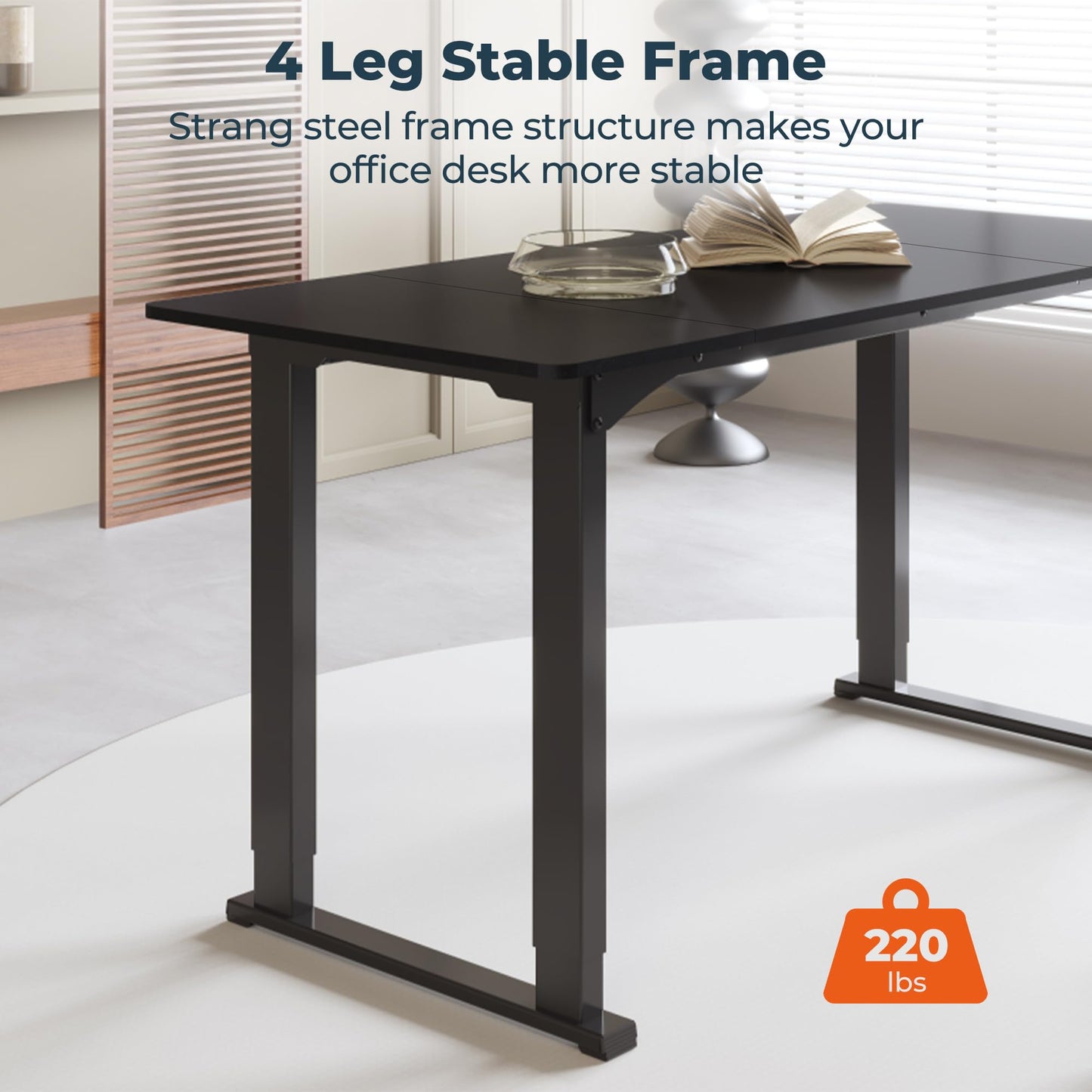 FitStand 4 Legs Standing Desk, Large 79x31 Inches Electric Adjustable Height Desk with Splice Board, Stand Up Desk Home Office Computer Workstation, Black