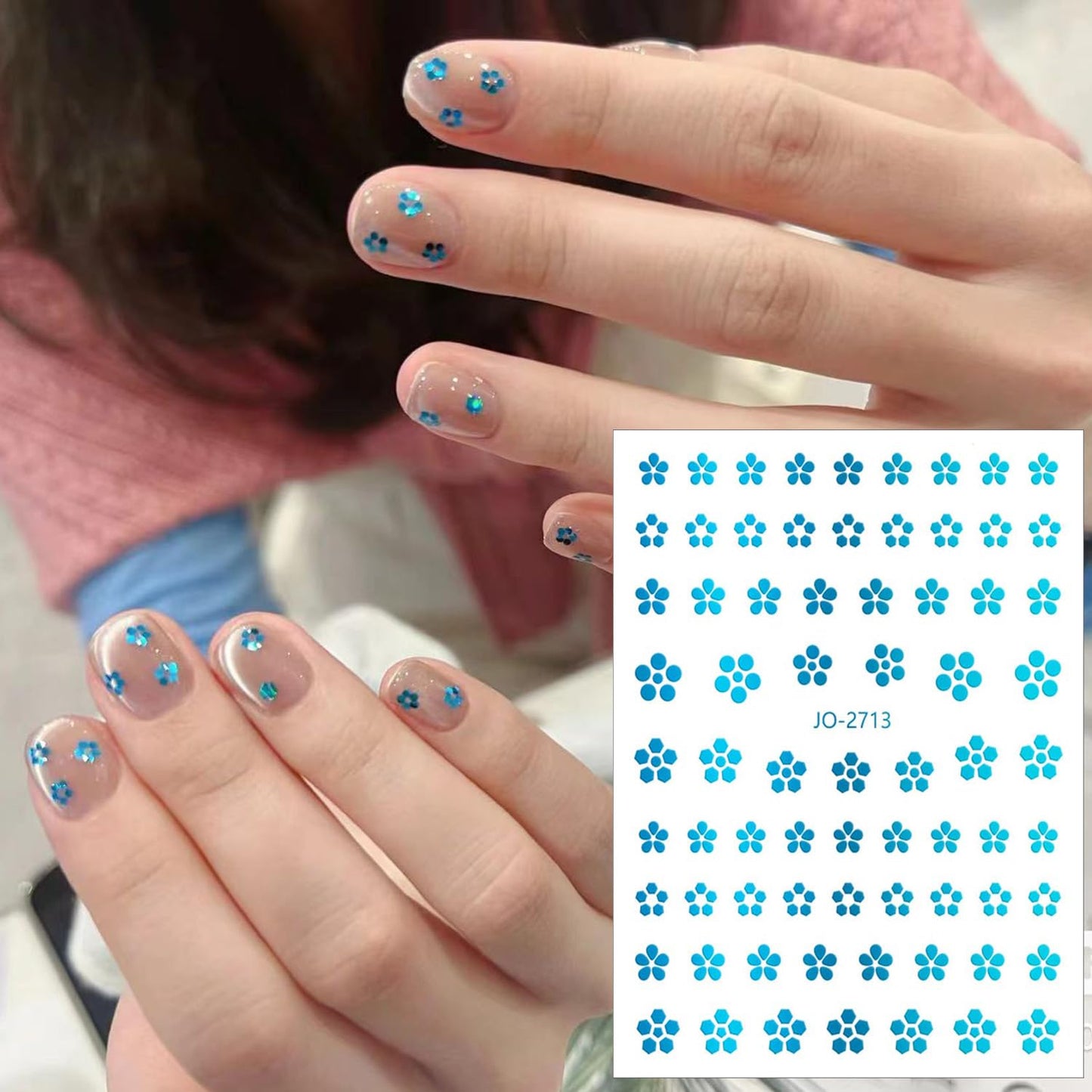 6sheets Flower Nail Art Stickers,3D Sequins Decals, Small Flower Nail Art Supplies Gold for Nails Self Adhesive Decal, Floral Spring Nail Sticker for Woman Summer Manicure Decoration Accessories