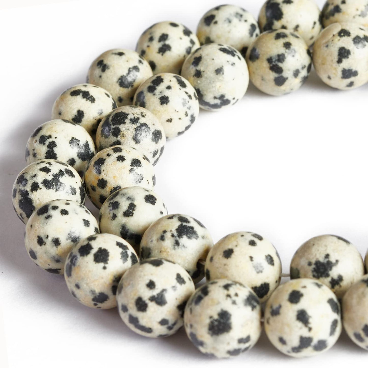 45pcs 8mm Natural Dalmatian Stone Beads Gemstone Beads Round Loose Beads for Jewelry Making