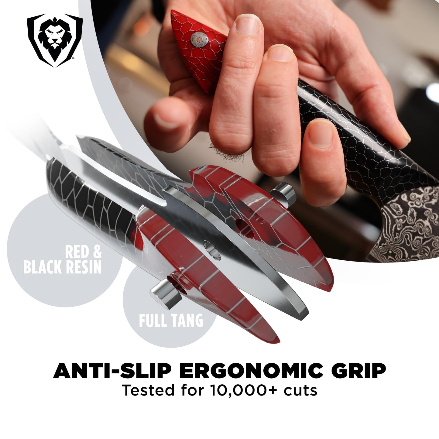 Dalstrong Chef Knife - 8 inch Blade - AUS-12V Exclusive Japanese Steel - Black Damascus Full Tang - Honeycomb Handle - Chef's Knife - Scorpion Series - Razor Sharp Kitchen - Leather Sheath