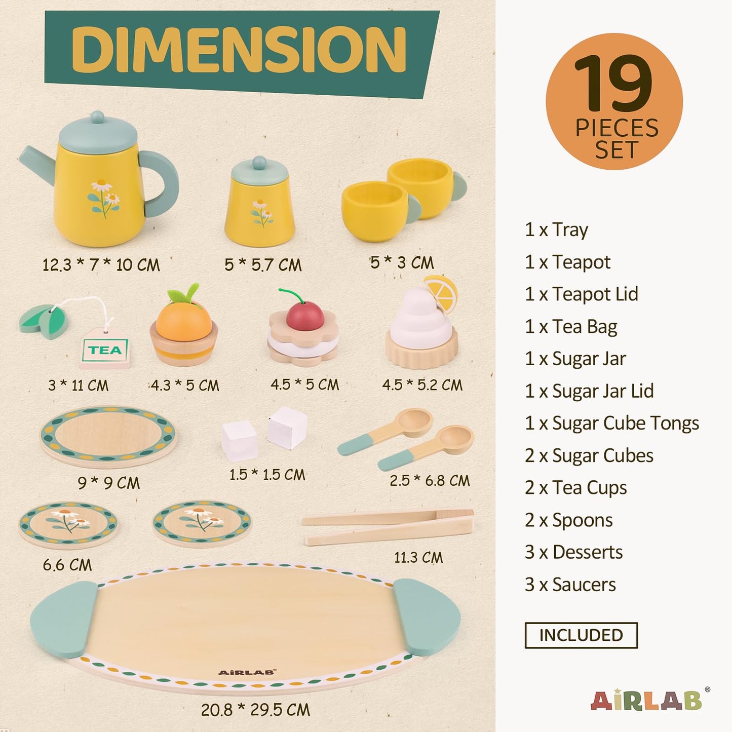 Tea Sets for Toddlers 3-5 Girl Birthday Gift 3 Year Old Princess Party Wooden Play Food Toy Sets for Kids Kitchen Accessories Age 3 4 5 6 Wood Educational Toys