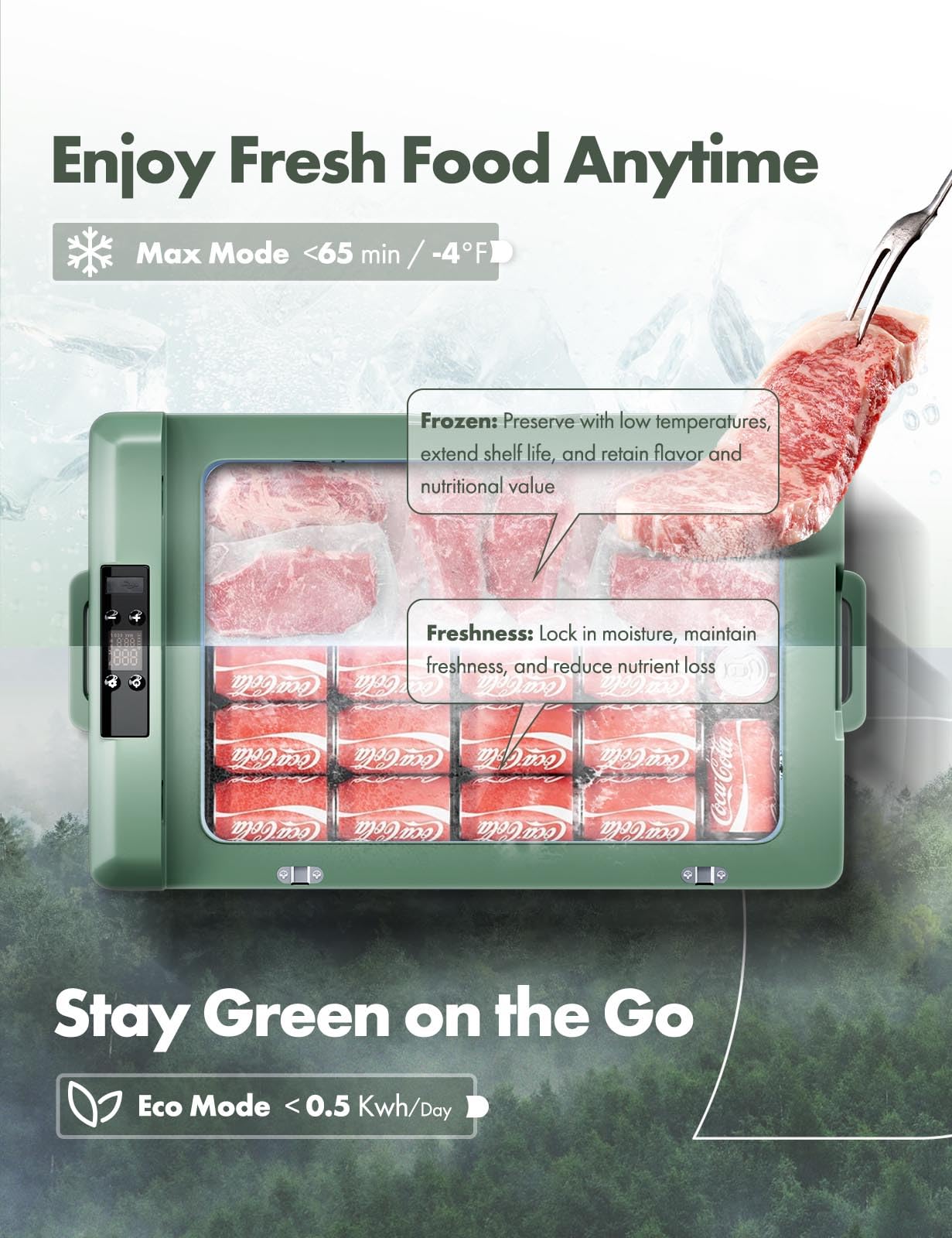 A-Premium 12 Volt Refrigerator 47QT/44.7L Portable Car Fridge Cooler (w/ ABS777 Cover), -4°F~68°F Fast Cooling with 12/24V DC & 110-240V AC for Roadtrip, Camping, Travel, RV, Fast Cooling & Two Modes