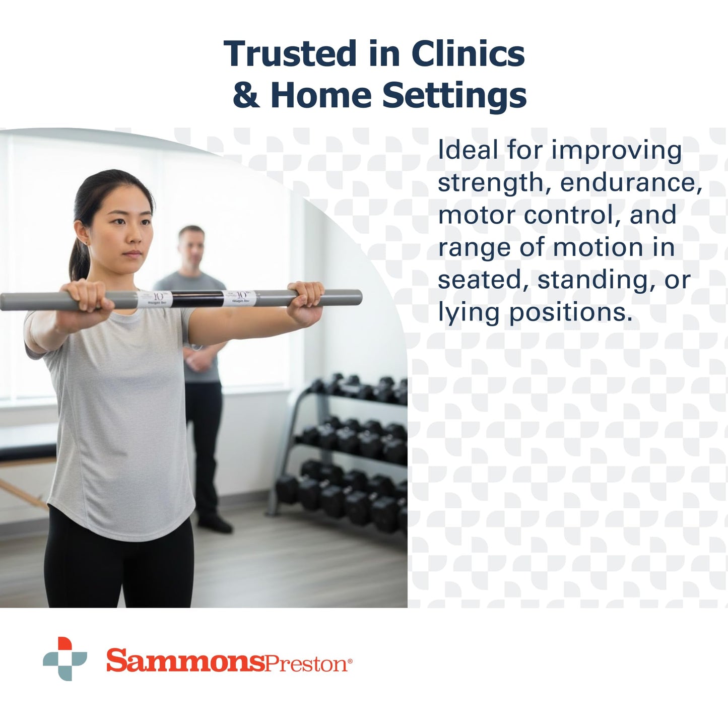 Sammons Preston Rehab Weight Bar, Black, 10 Pounds, Weighted Bar for Exercise, Color-Coded Bars with Grip, Physical Therapy Equipment for Home & Clinical Use, 30" Compact Design"