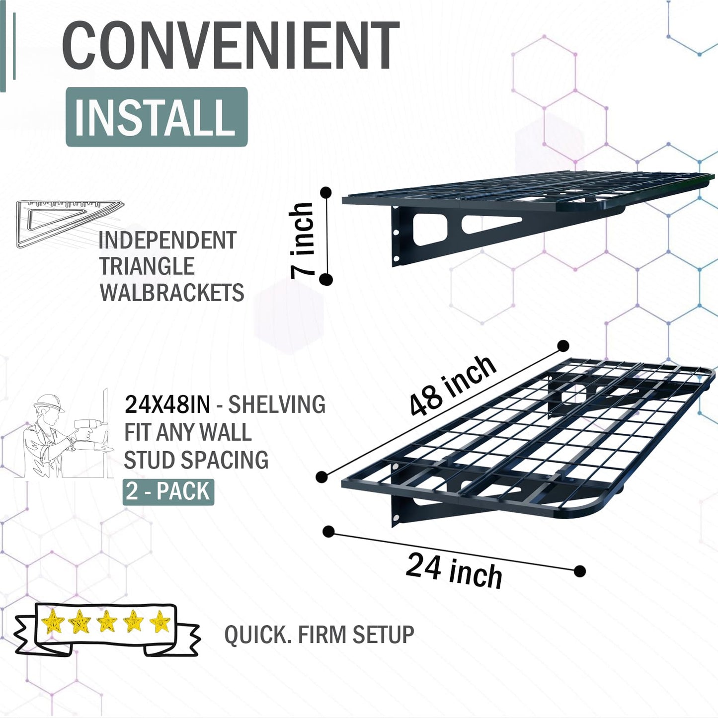 2-Pack 2x4ft Garage Wall Shelving, 2 Shelf Total 8 ft(L) Garage Shelving Wall Mounted – Heavy-Duty Storage Shelves, Perfect for Holding Storage Bins, Sporting Goods, Tools, and More Space-Saving