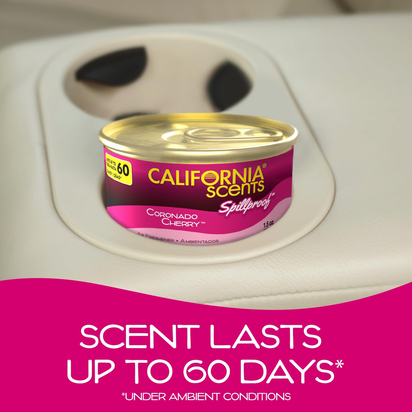 Can Air Freshener and Odor Neutralizer by California Scents, Set of 12 Spillproof Cans for Home and Car, Coronado Cherry, 1.5 Oz Each