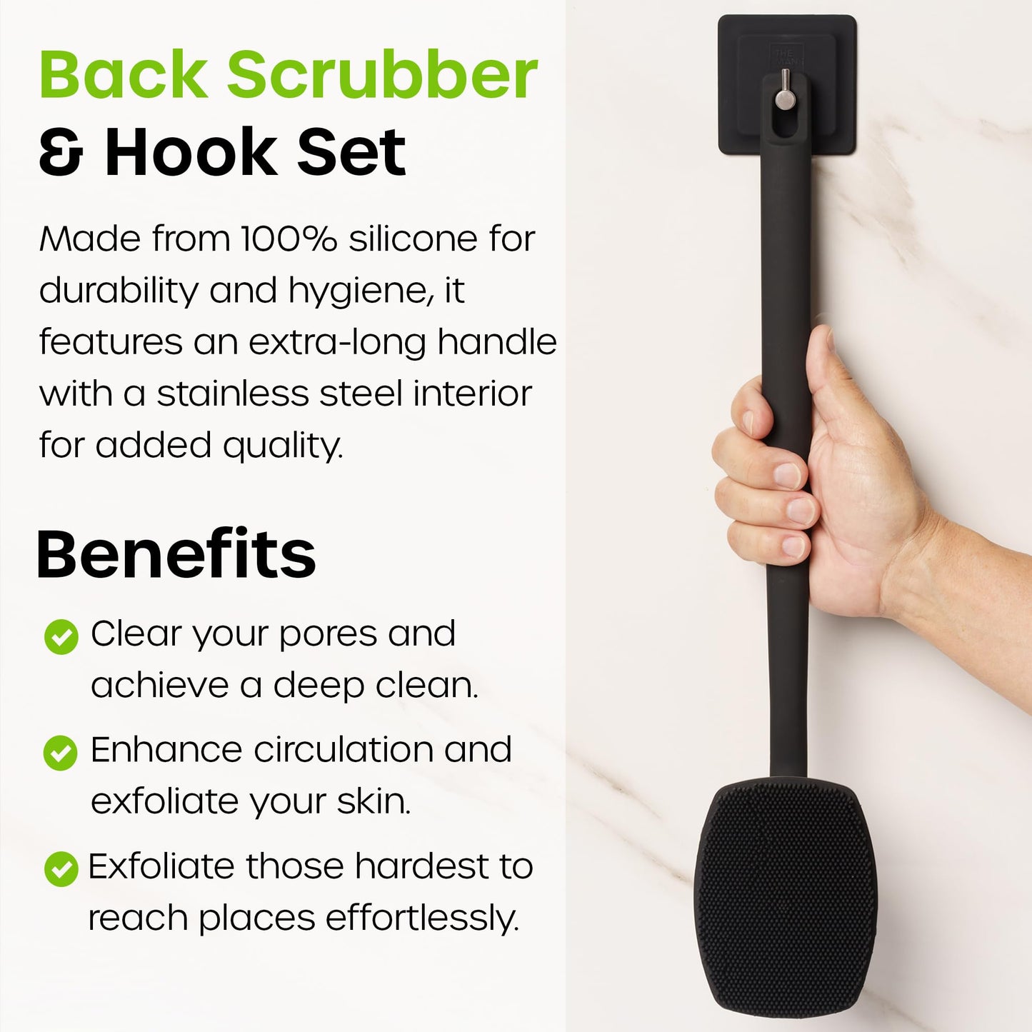 The Man Silicone Face Scrubber for Men - Gentle Exfoliator Face Massager - Removes Dead & Dry Skin - Facial Cleansing Brush (Back Scrubber)