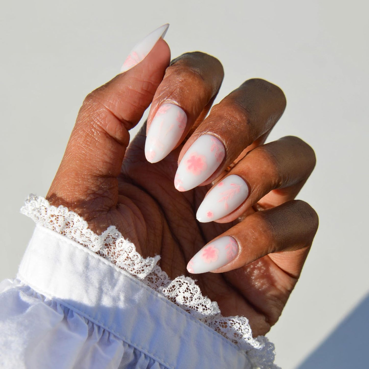 Glamnetic Press-On Nails Bundle - Soft Romance | 4 Short Almond Fake Nails with Floral Details & Velvet Finishes | Durable, Salon-Quality Nail Kits