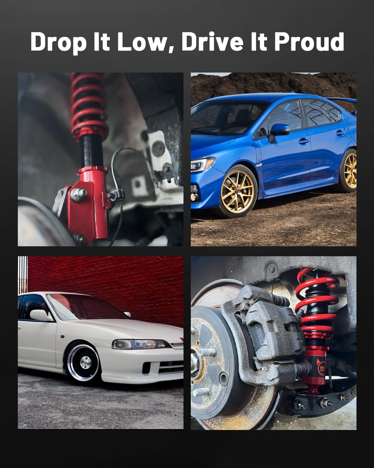 EVIL ENERGY Coilovers Compatible for Honda Civic 2012-2015 FG3/FB2（Excluding 2014-2015 Si model）, for Acura ILX (DE) 2013-2016, Twin-Tube Coilovers Suspension Kit, Height Adjustable Lowering Kit
