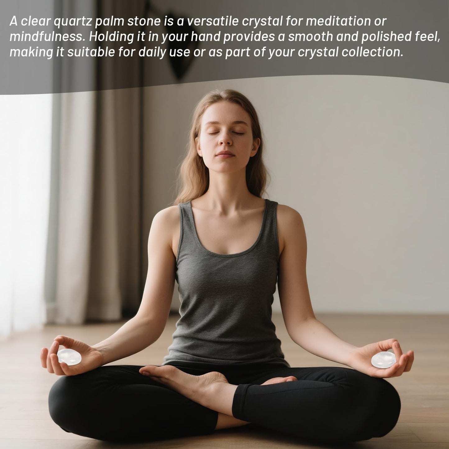 Clear Quartz Palm Stone- 2 Pcs Clear Quartz Pocket Energy Stones, Smooth Healing Crystal Worry Stone