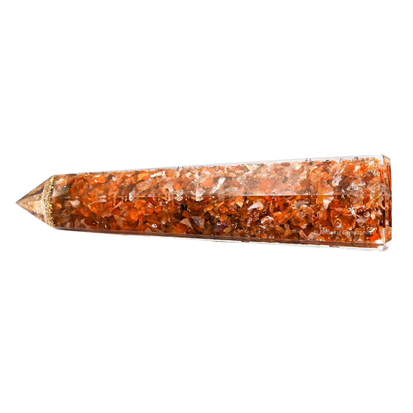 Amazing Gemstone Carnelian Orgonite Orgone Crystal Towers - Large 4.5" Orgonite Crystal Wand Obelisk Tower Point for Meditation, Crystals and Healing Stones Gift and Protection