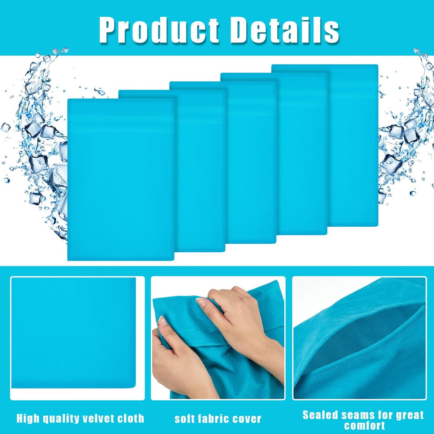Paterr 5 Pcs Soft Flannel Cold Pack Sleeves Reusable Washable Fabric Cover for Protective Hot Ice Cover, Cold Pack Not Included, Blue(6"x9"")"