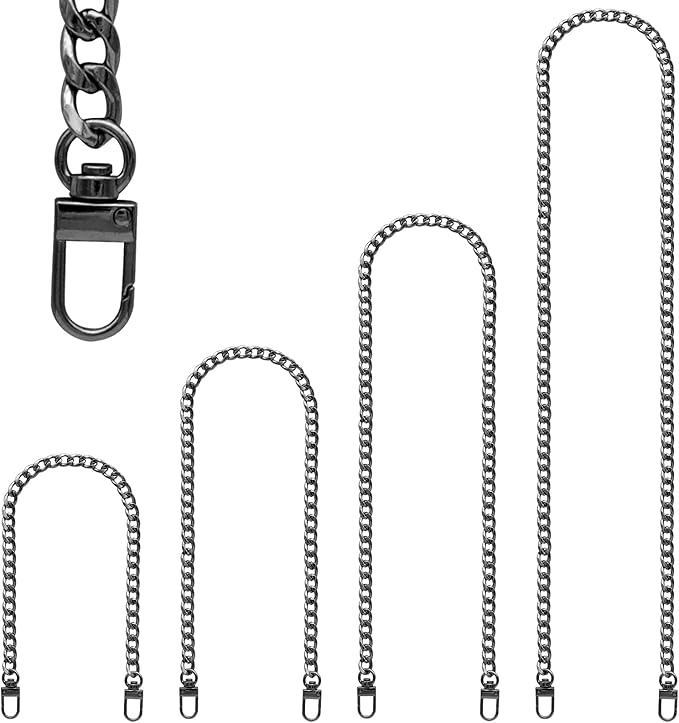 Purse Chain Strap, 4 Pieces Different Sizes Bag Chain Strap, Metal Chain Straps for DIY Purse Handbag Shoulder Crossbody Bag (15.4 Inch, 23.6 Inch, 31.4 Inch, 47.2 Inch) Black