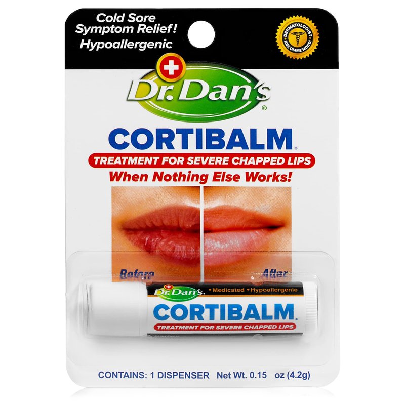 Dr. Dan’s Cortibalm - Medicated Lip Balm with Hydrocortisone – Healing Treatment & Lip Moisturizer for Severely Chapped, Very Dry Cracked Lips – 1 Pack