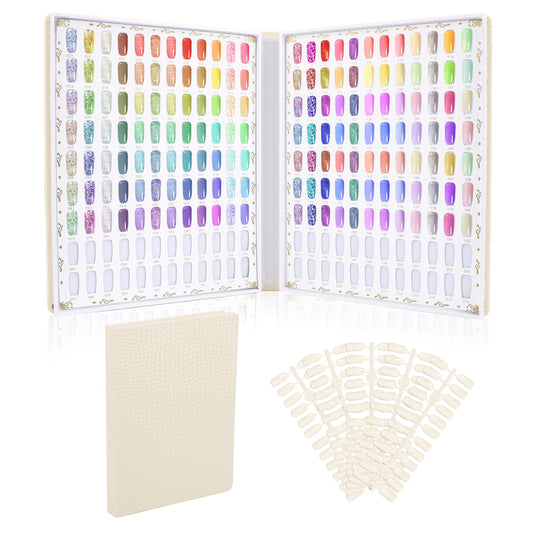 Segbeauty 216 Nail Colors Display Chart, Nail Polish Organizer Display Book with 240 False Nails Tips, Professional Nails Art Salon Supplies Fingernail Color Fingernail Gel Card Sticks