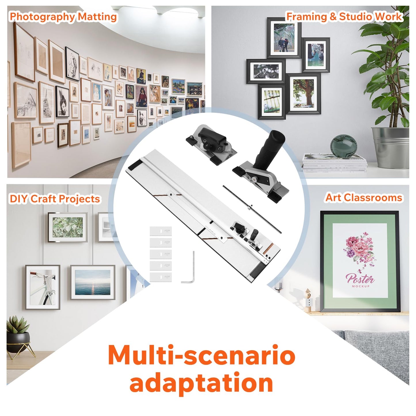 40" Capacity Board Mounted Mat Cutter for Framing – Simplex Elite Mat Cutter with 45° Bevel & Straight Cutting Heads, for Picture Frames, Artwork, Photography & DIY Projects, with Blades & Wrench