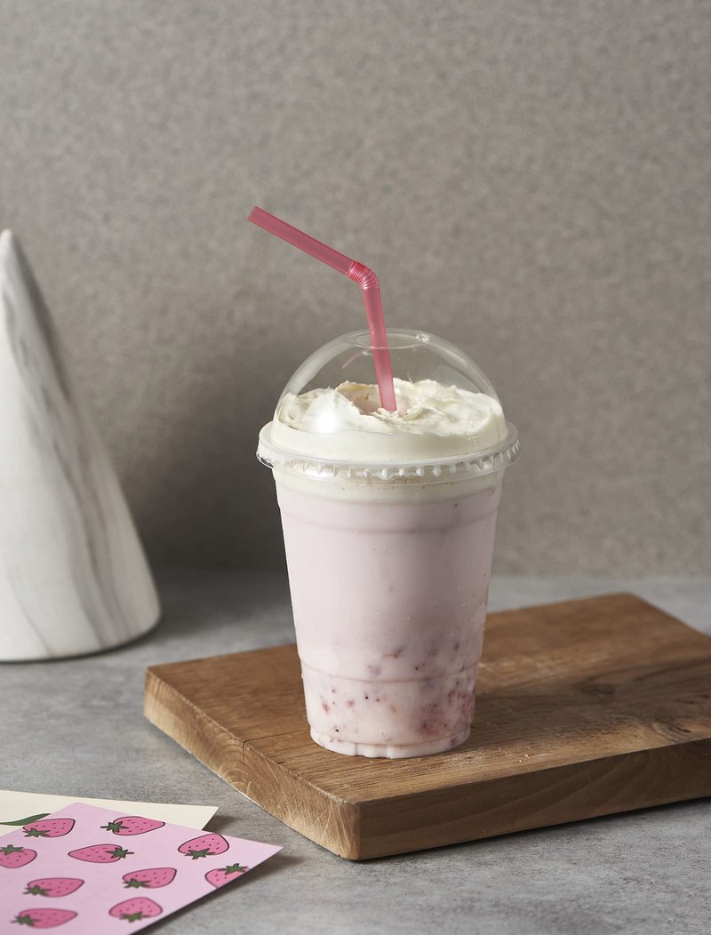 [100 Sets-16 oz.] Plastic Cups With Dome Straw Slot Lids PET Crystal Clear Disposable Togo Cup BPA Free For Party Ice Cold Drinks Coffee Tea Parfait Dessert Smoothie Bubble Boba Fruit Milkshake Slush