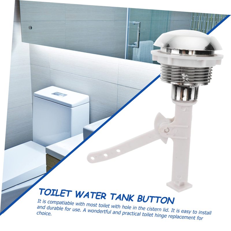 TOVINANNA Toilet Tank Flush Button 4.6"×1.88"×1.88" Black Plastic – Water-Resistant Rustproof Push Rod for Easy DIY Install – Single Flush Replacement for Standard Cistern Lid Hole Toilets in Home