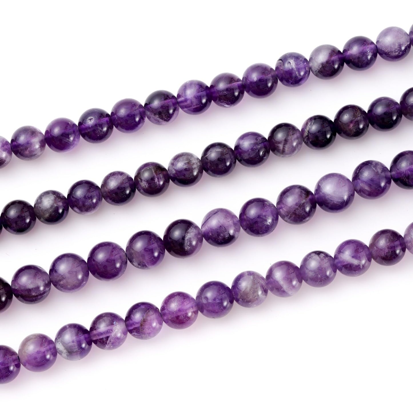8mm 45pcs DIY Natural Amethyst Stone Beads Round Healing Crystal Gemstone Loose Beads for Jewelry Making Handmade Bracelet Necklace