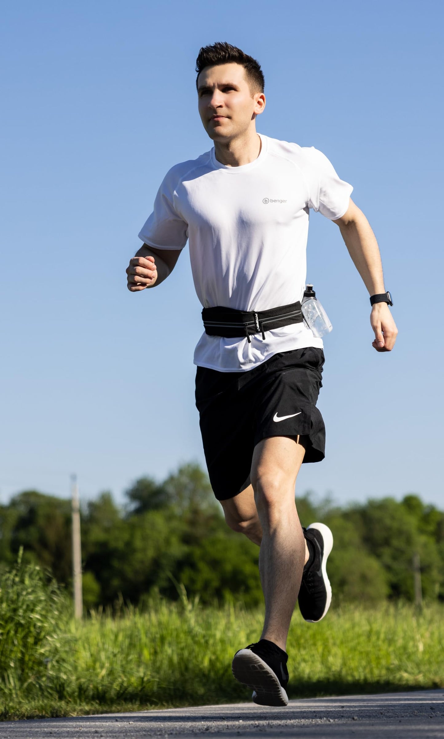 Fitgriff® Running Belt for Men & Women - Secure Jogging Pouch for Phone, Keys & Essentials - For All Cell Phones (Black, 24.5" - 35.5"" Waist Size)"