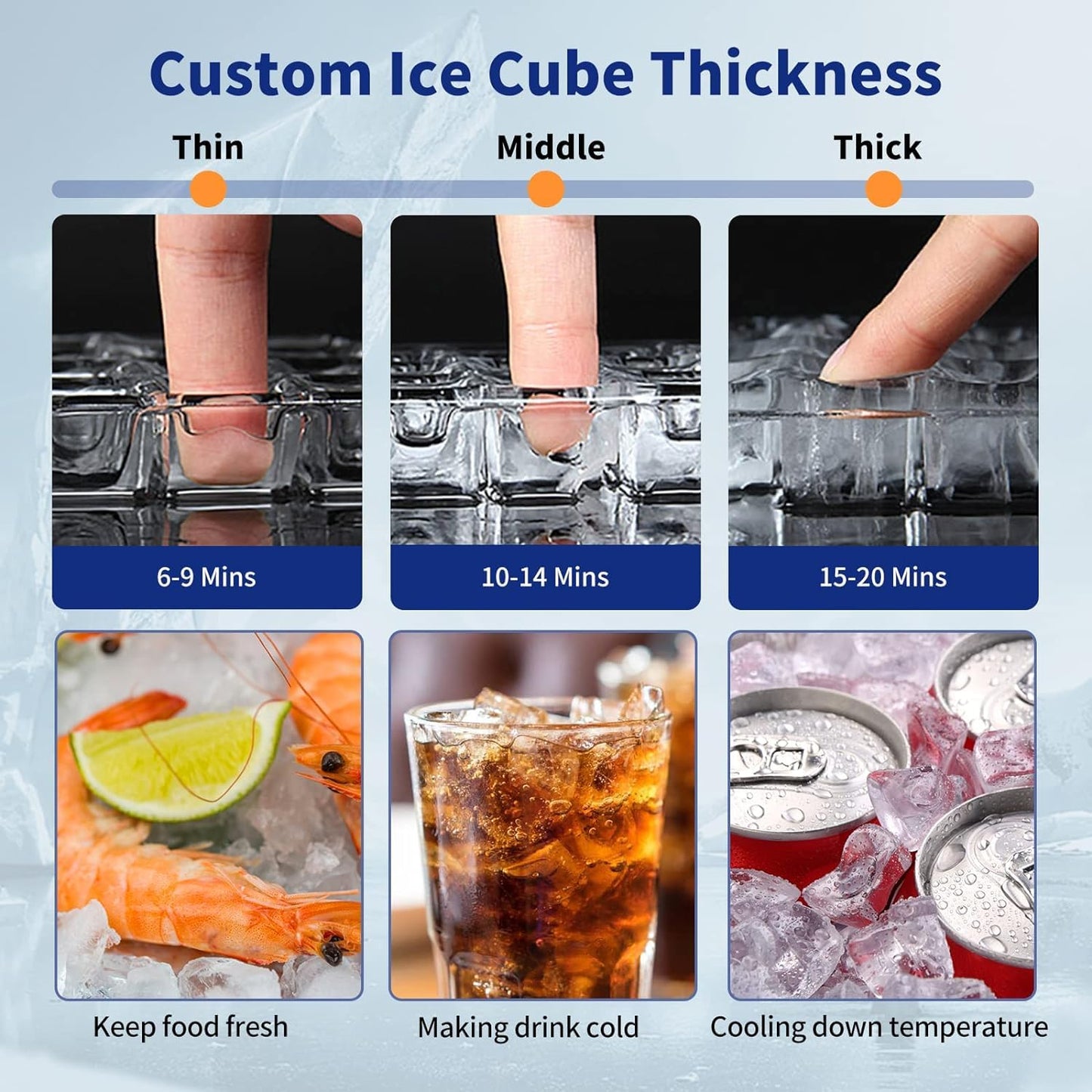 TAZPI Commercial Ice Maker 160 LBS/24H, 15" Wide Under Counter Ice Maker with 35LBS Ice Storage Capacity, Commercial Ice Machine 63Pcs Clear Ice Cubes Built-in or Freestanding Large Ice Machine