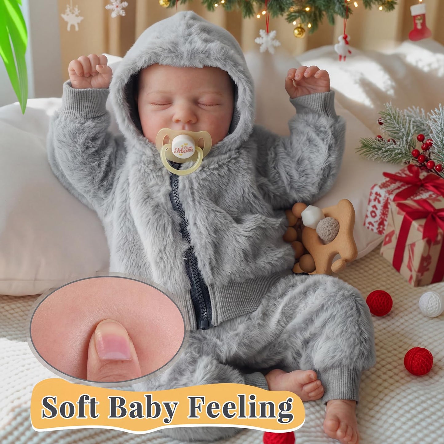 BABESIDE Lifelike Reborn Baby Dolls Boys - 17-Inch Real Baby Feeling Realistic-Newborn Baby Doll Full Body Vinyl Real Life Baby Dolls with Toy & Gift Box for Kids Age 3+