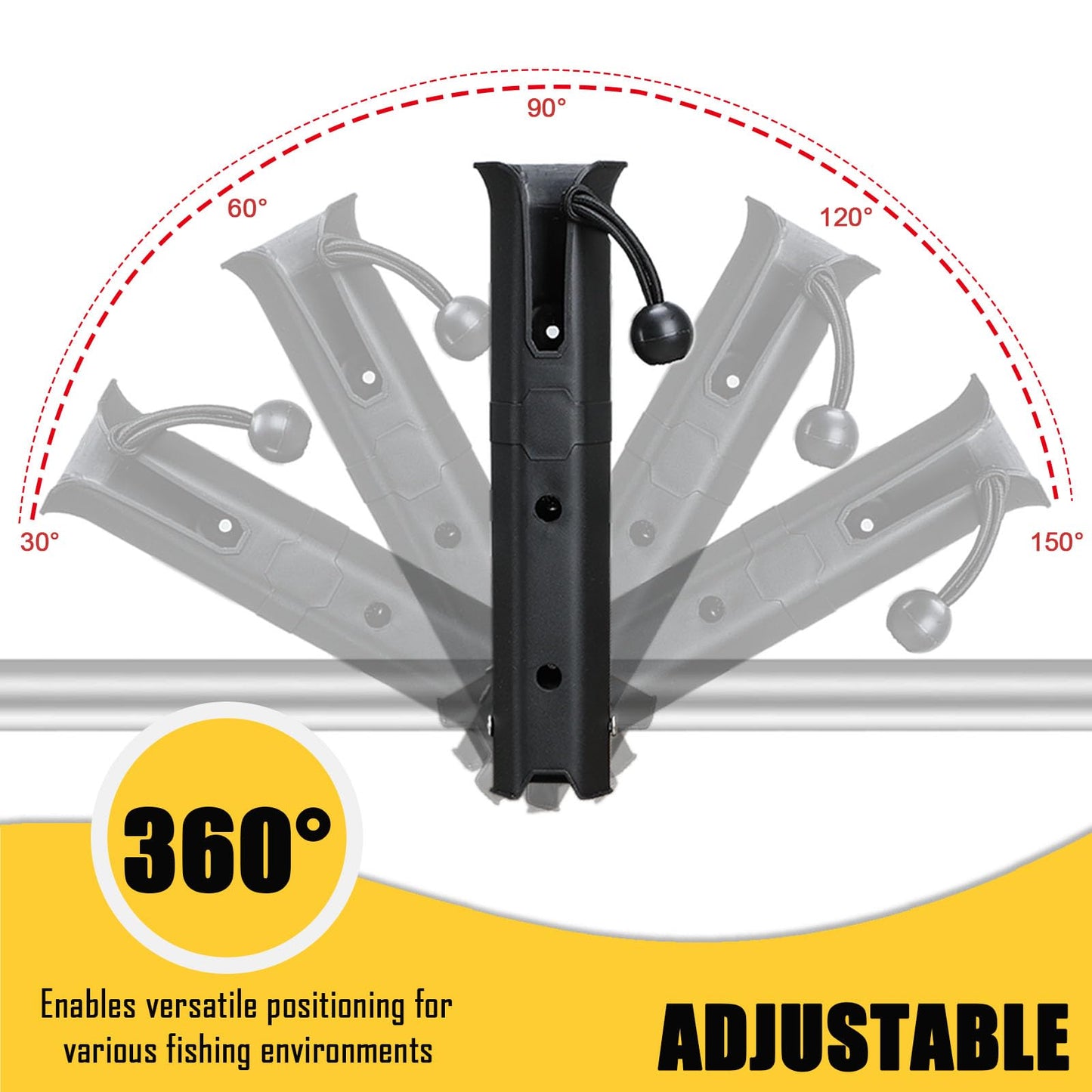 VEXPLO Adjustable Pole Mount Bike Fishing Rod Holder for Bicycle, Boat, Chairs, Cart, Scooter, Motorcycle, ATV & Beach Car, Fishing Pole Holder for Bike Rack with Mount Clamp (1.6" Inner Diameter)"