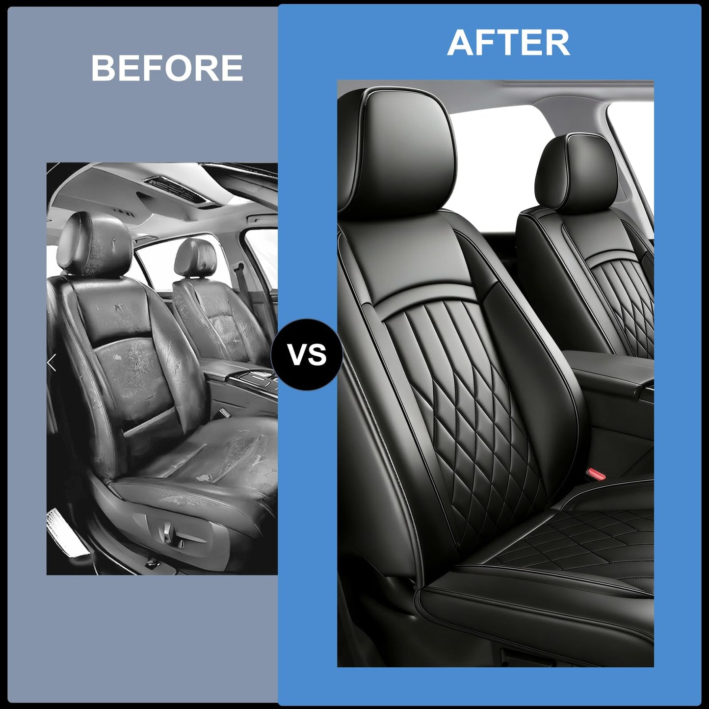 Banklif Durango Seat Covers Custom Fit for Dodge Durango 2007-2025 (Only 5-Seat Version) - Full Set Premium Leather, Waterproof, All-Weather, Airbag Compatible, Anti-Slip, Car Seat Protectors (Black
