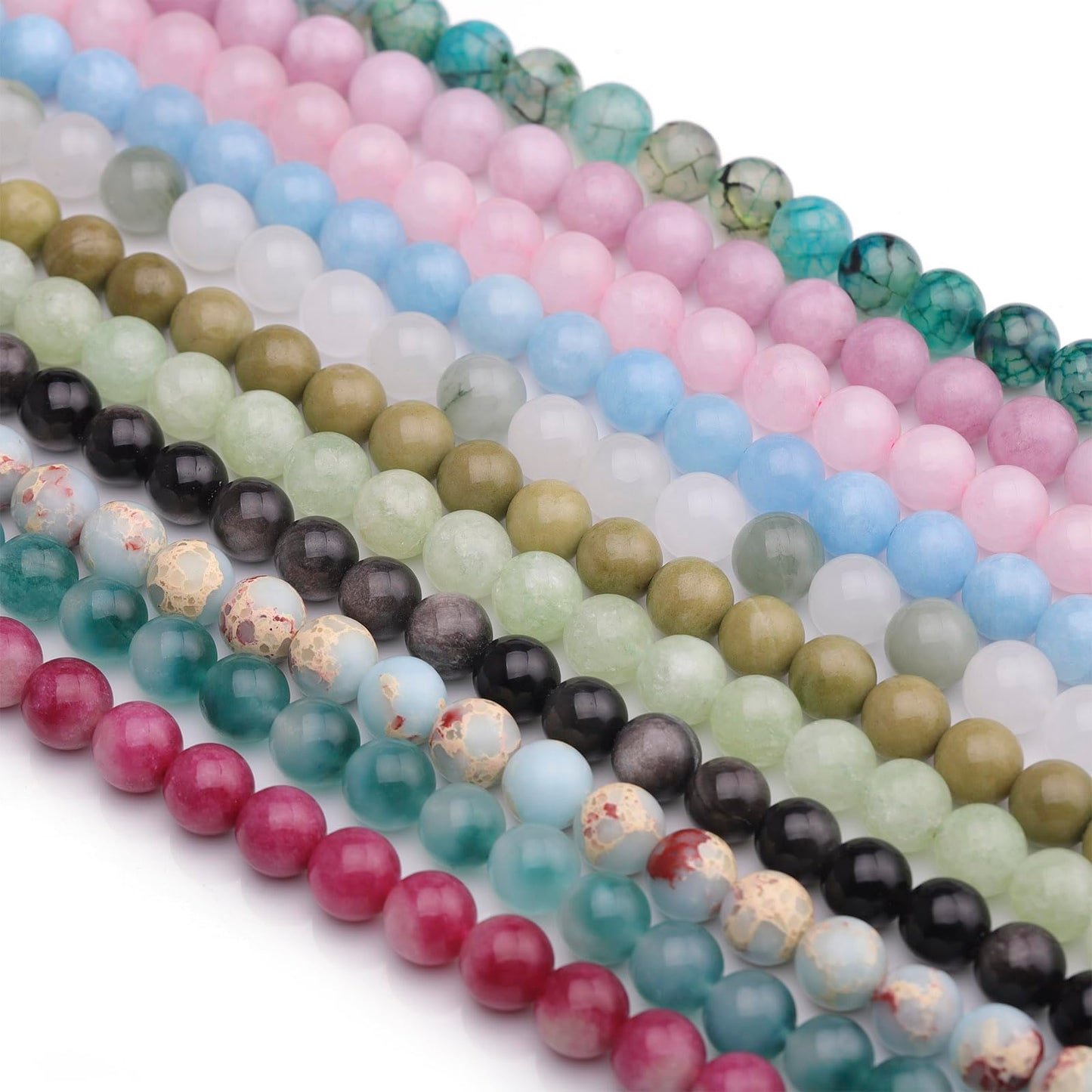 35pcs 10mm Natural Gemstone Beads for Jewelry Making Supplies,Watermelon Tourmaline Healing Crystal Polished Round Loose Stone Beads for Bracelet Necklace 15 Inch