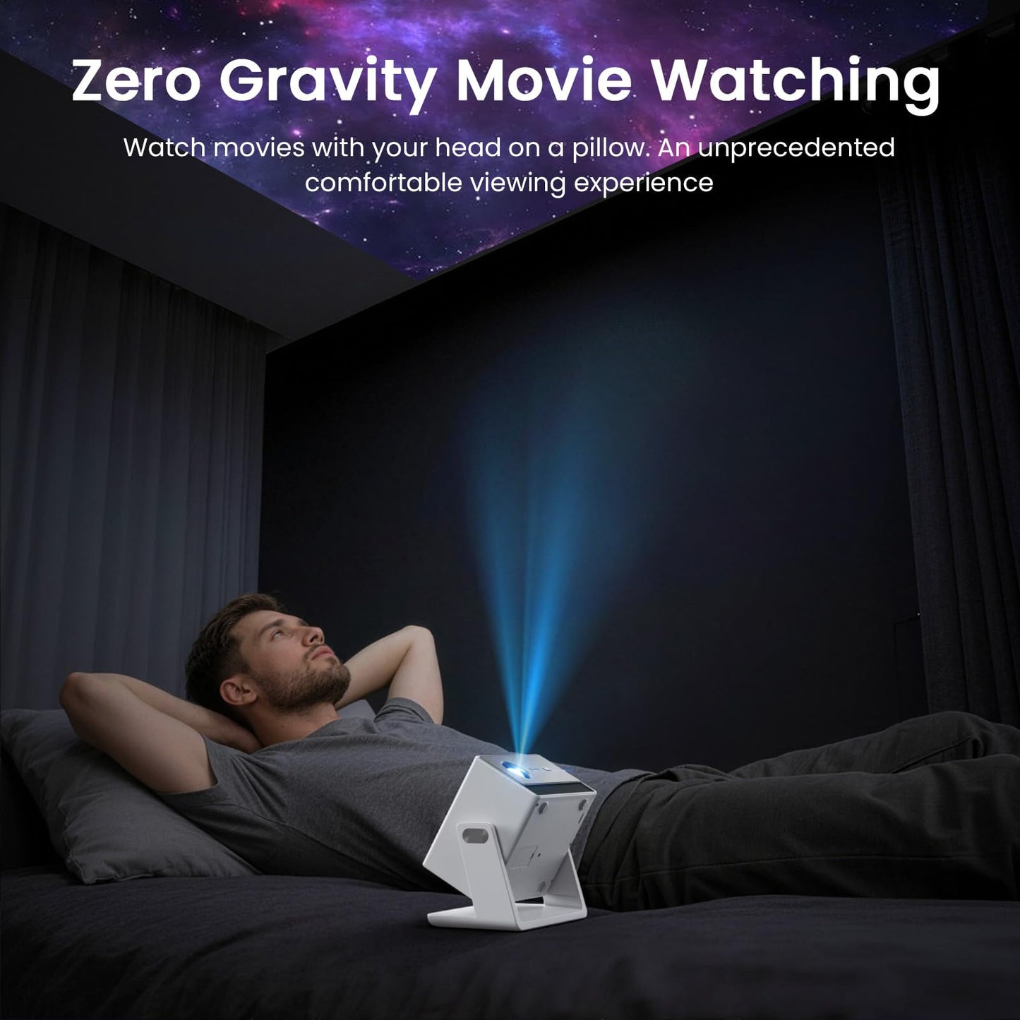 Mini Smart Projector, 1500 ANSI Portable Projector with WiFi and Bluetooth, HAPPRUN 4K Full HD Home Theater with 270° Stand, Dolby Sound, Built-in Apps,Compatible with Phone & PC, Indoor & Outdoor Use