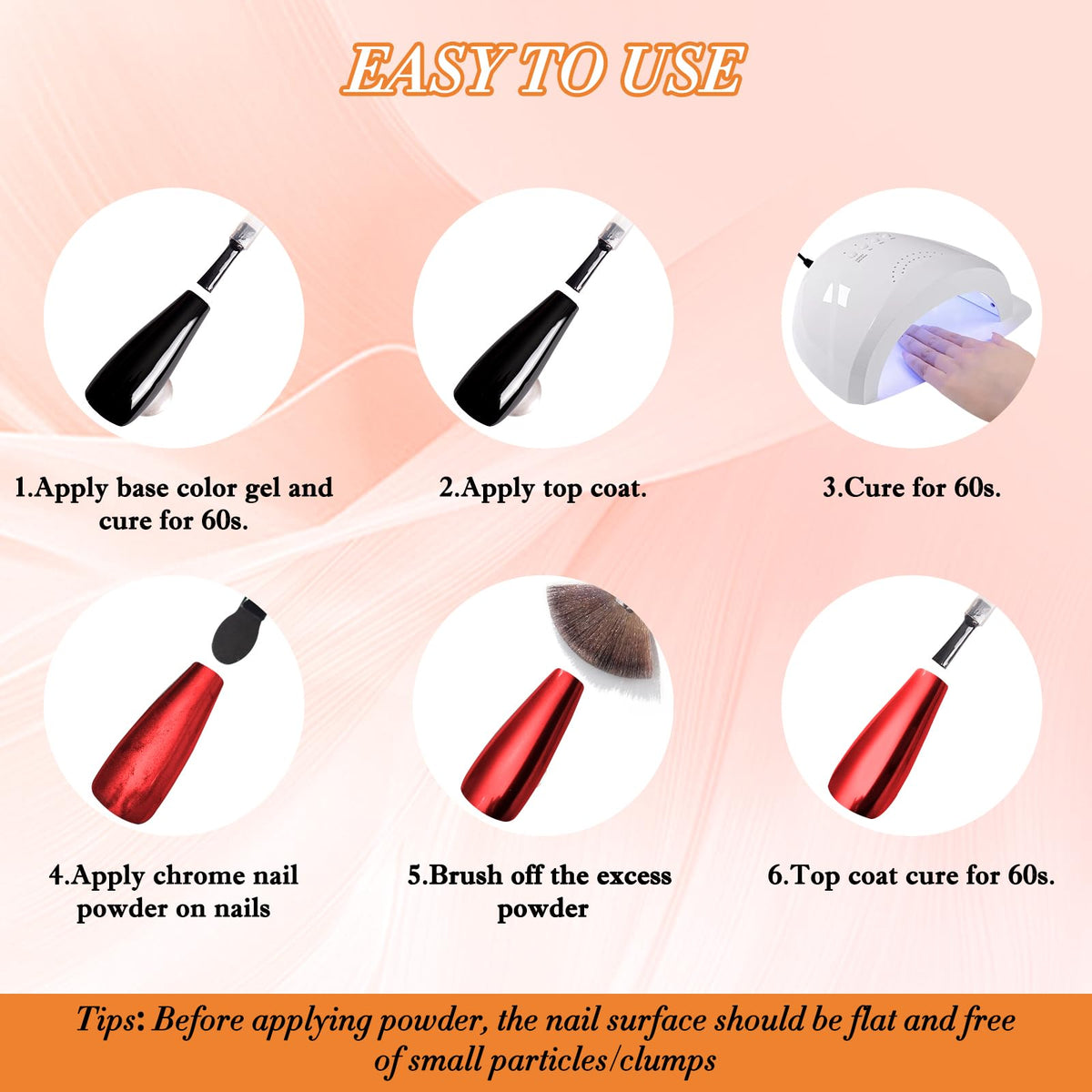 FNNZ Chrome Nail Powder, Red Metallic Nail Powder Pigment Premium Mirror Effect Salon Nail Art Glitter Dust for Valentines Gel Polish Decoration Home DIY Nail Manicure Supplies