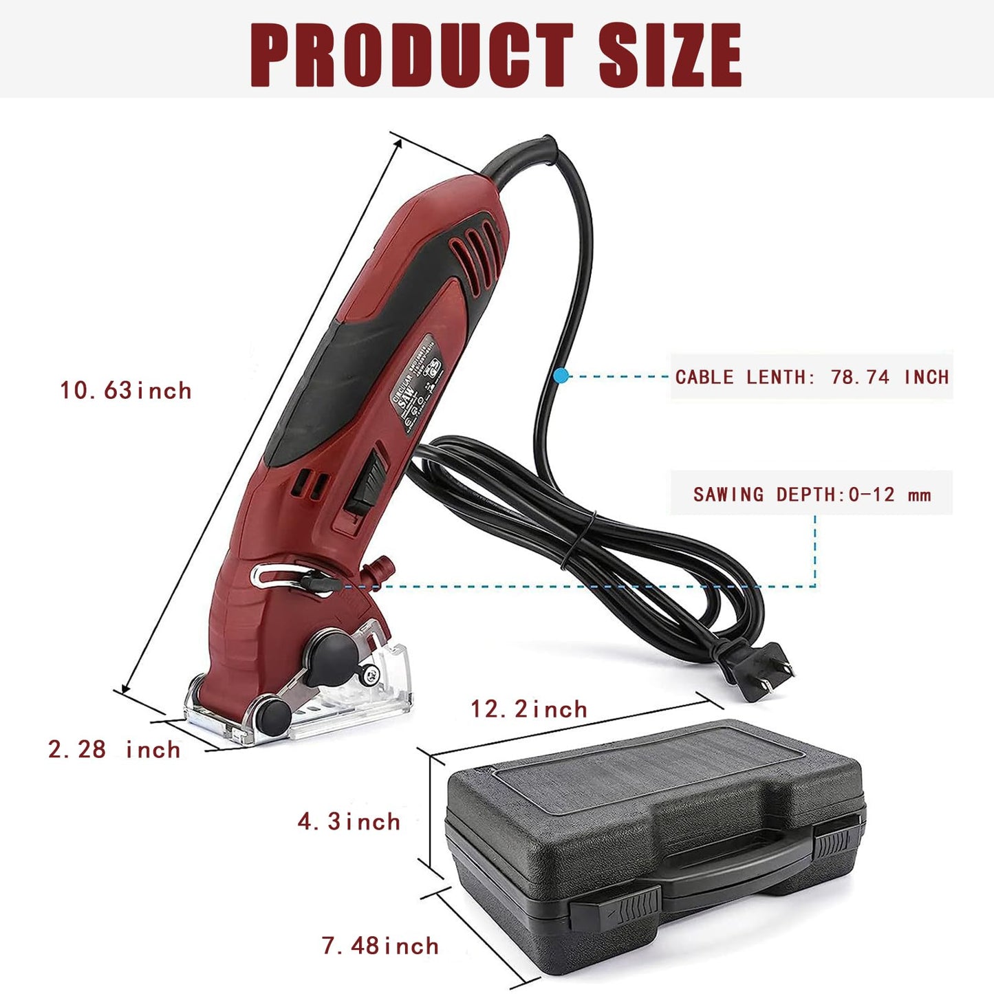 Mini Circular Saw Set, 400W High Power Compact Saw for Drywall, Tile, Metal, Wood, with 6 Blades & Tool Box