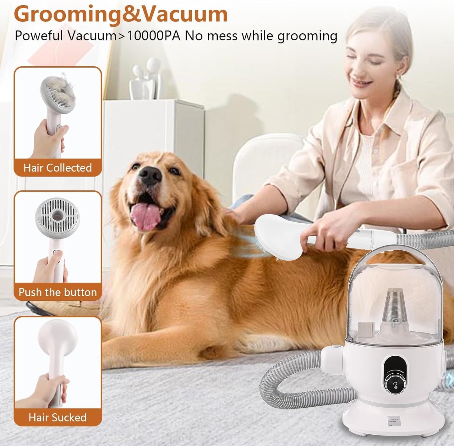 AsyPets Pet Grooming Vacuum,Pet Grooming Kit & Vacuum Suction 99% Pet Hair,Dog Vacuum for Shedding Grooming,Pet Grooming Vacuum for Dogs&Cats,5 in-1 Pet Grooming Kit,Dog Hair Remover
