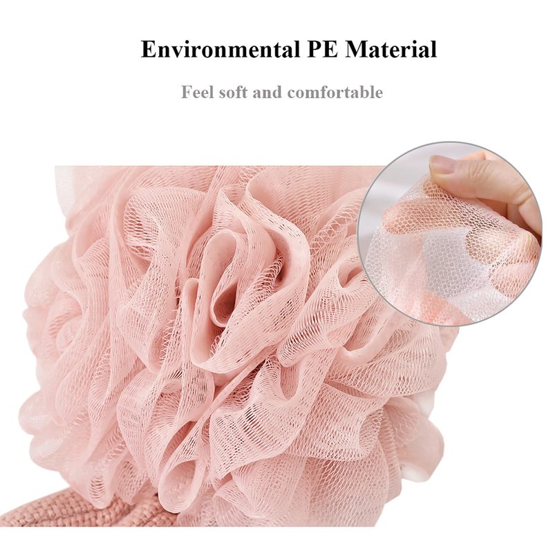 Kids Bath Loofah for Girls and Women,Soft Mesh Luffa with Cute Bunny Animal Character Exfoliating Body Scrubber Bath Sponge for Shower (2 Piece) - Pink & White