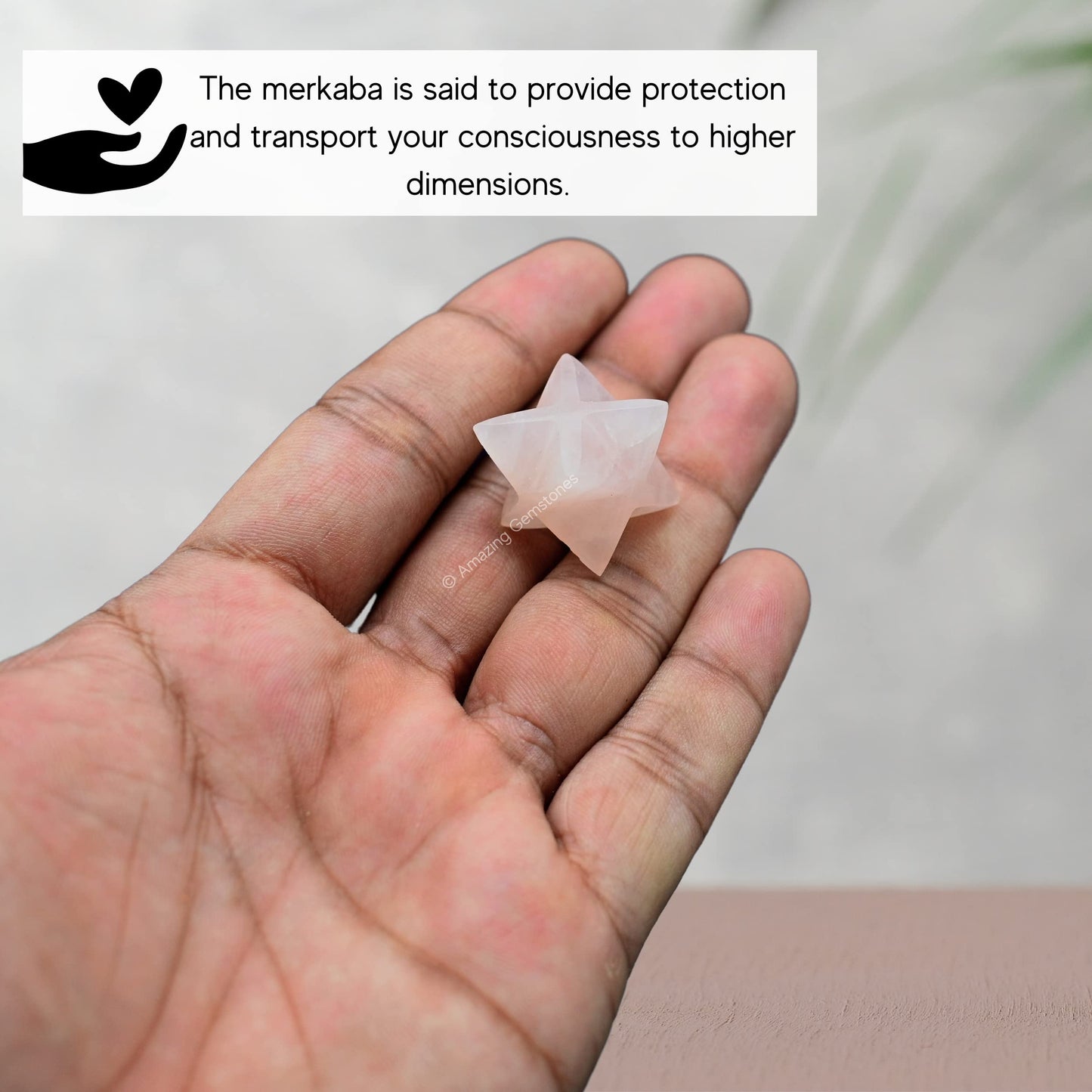 Amazing Gemstone Rose Quartz Merkaba Crystal - 0.75 Inches Metaphysical Merkaba Star for Meditation - Energetic Tetrahedron Crystal and Healing Stones for Spiritual Growth and Healing (15-20mm)