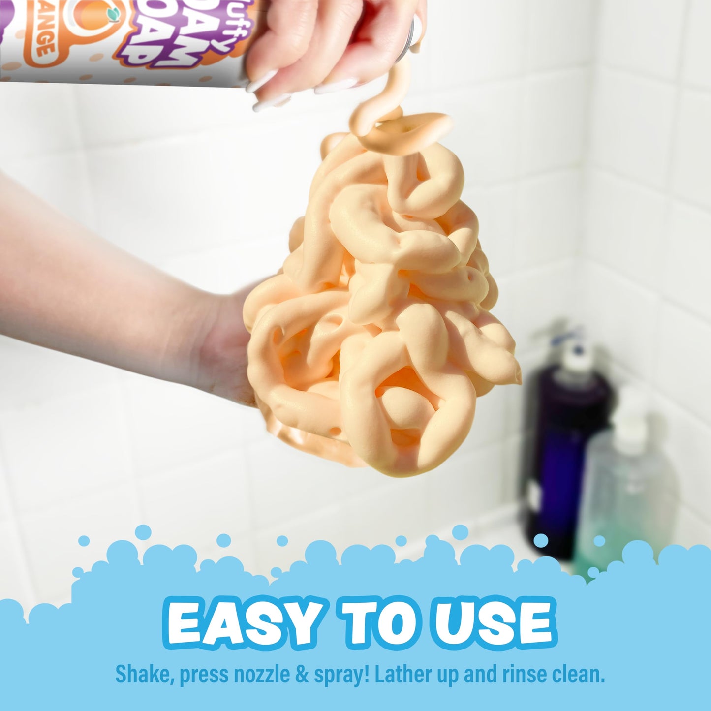 Tub Works® Fluffy Foam Soap, Variety 6 Pack | Shape, Mold & Create Bath Art with Soft Bath Foam for Kids | Gentle, Cleansing Kids Bath Soap | Easy-to-Use Spray Nozzles | Fruity, Fun Bath Colors