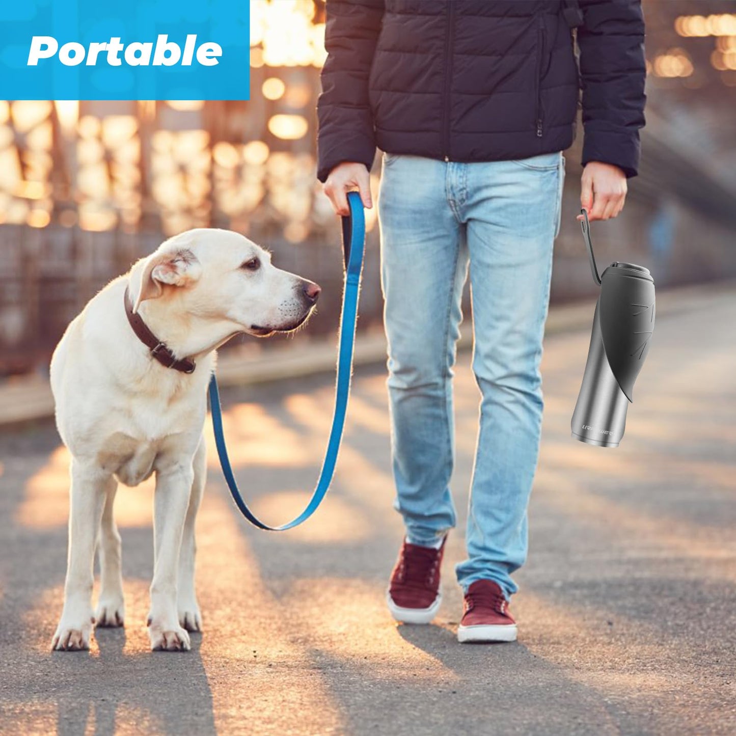 URPOWER Back Seat Extender for Dogs & 27Oz Insulated Portable Dog Water Bottle