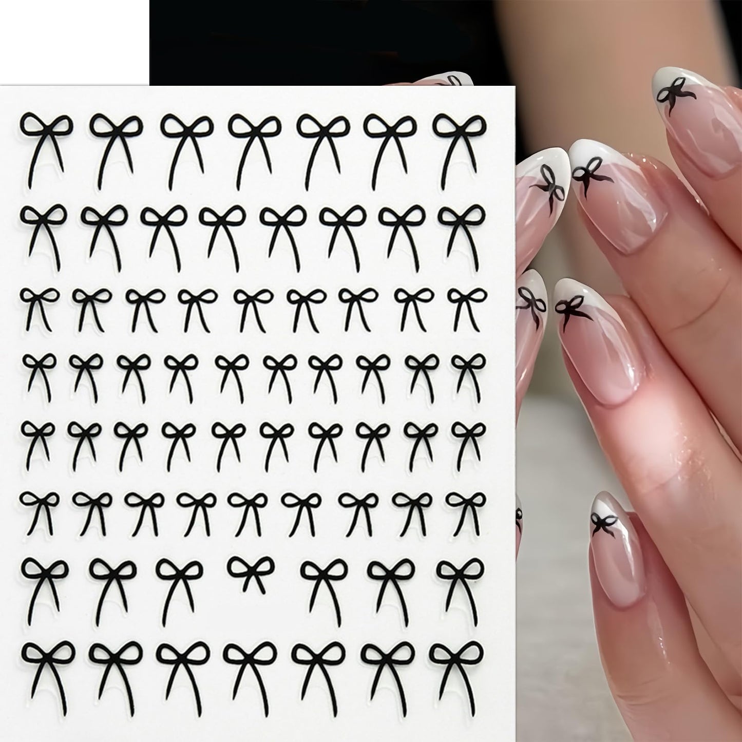 8 Sheets Bow Nail Art Stickers 3D Self-Adhesive Cute Nail Decals Glossy Black White Red Gold Aurora Bowknots Nail Designs Bow Stickers Bow Tie Nail Supplies for Women Valentines Day Accessories Decor