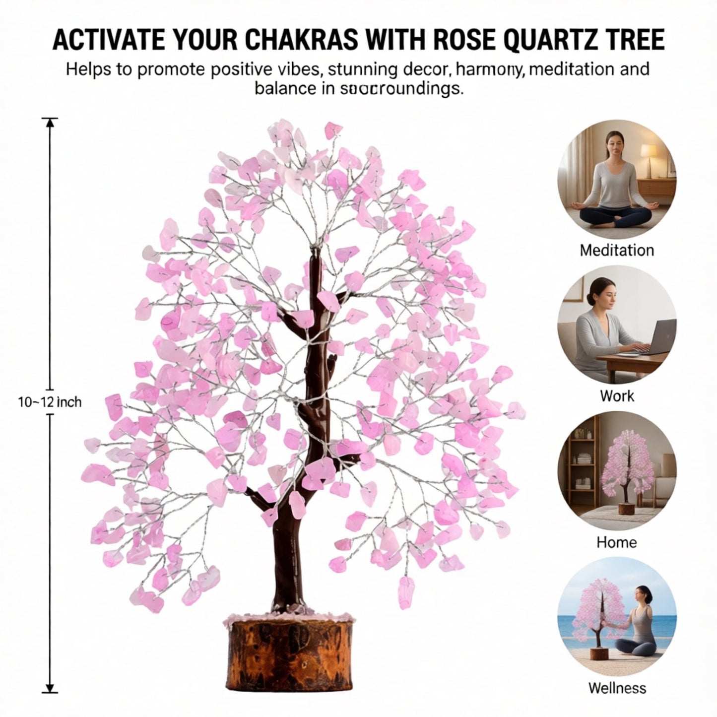 ANAYA AGATE Rose Quartz Crystal Tree for Home Decor, Office Desk Decor, Chakra Healing Crystals & Stone for Positive Energy, Money, Good Luck, Tree of Life Spiritual for Women and Mom