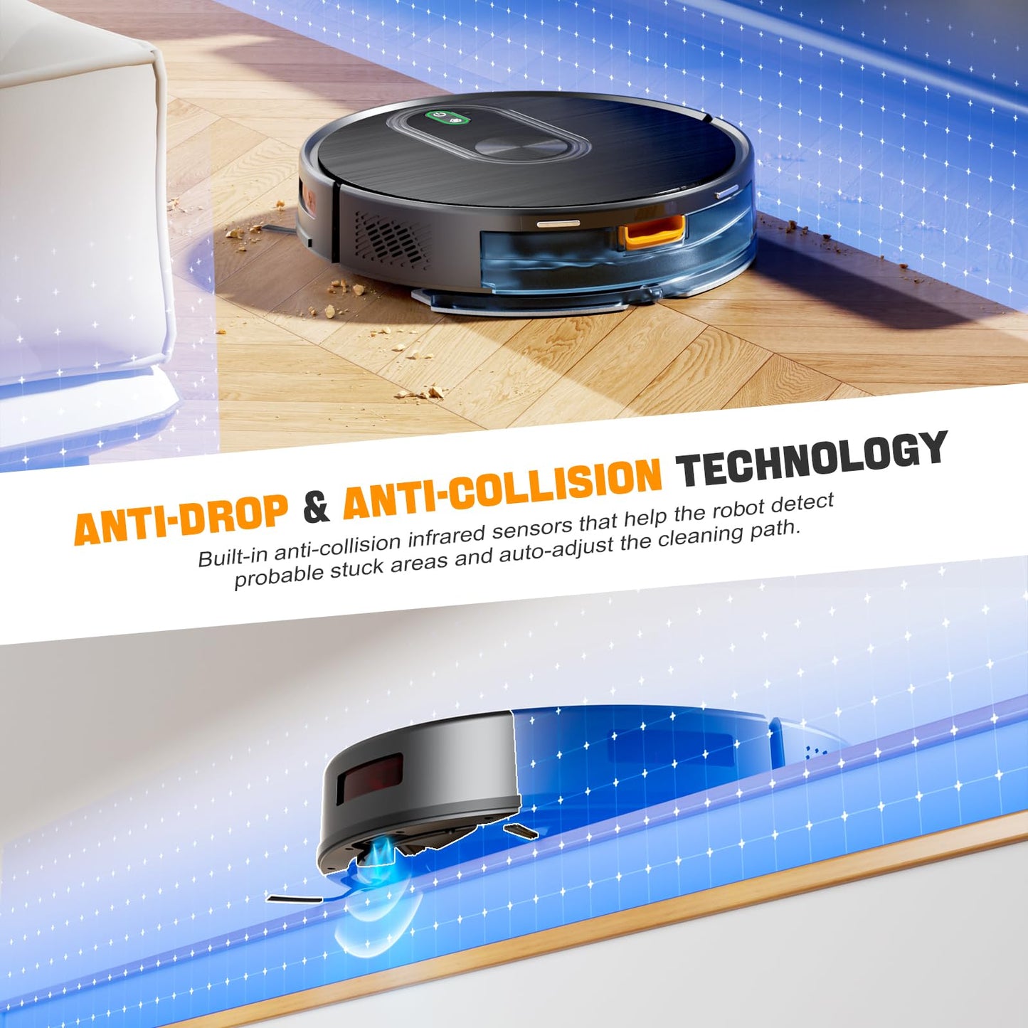 XIEBro Robot Vacuum and Mop Combo, 2 in 1 Robotic Vacuums Cleaner with 6500Pa Max Suction, App/Wi-Fi/Voice, Robot Vacuum with Schedule, Self-Charging, Slim, for Pet Hair, Hard Floor, Carpet