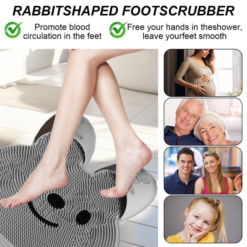 GEDEUBAN Foot Scrubber Matt for Shower Floor with Non-Slip Suction Cups, Silicone Foot Scrub Mat, Tapete para Lavar Los Pies En La Ducha