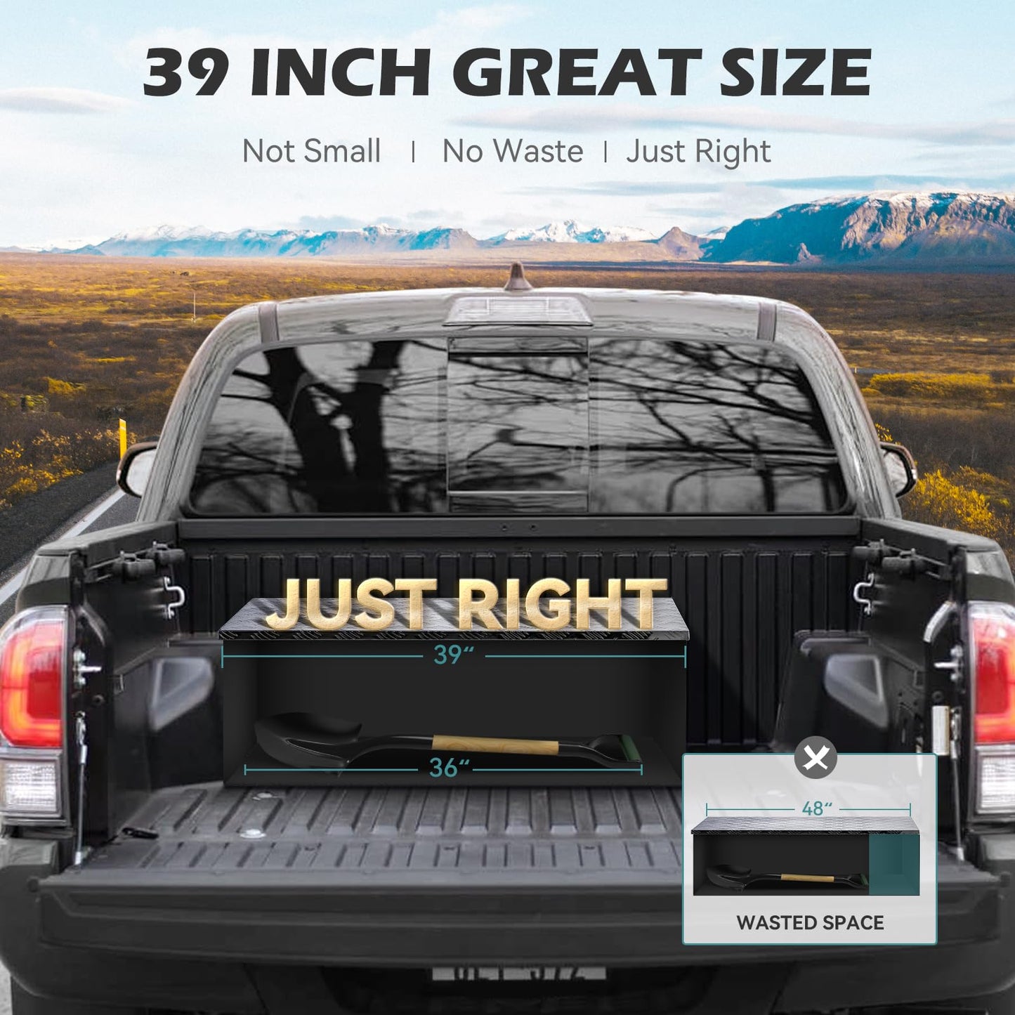 KING CHAO FOO 39" Lx15 Wx14 H Aluminum Tool Box, Heavy Duty Truck Bed Toolboxes with 2 PCS Keys, Upgraded Widest Tool Box Used for Truck Bed Storage,Trailers,Pickup,RV, All-Weather Use