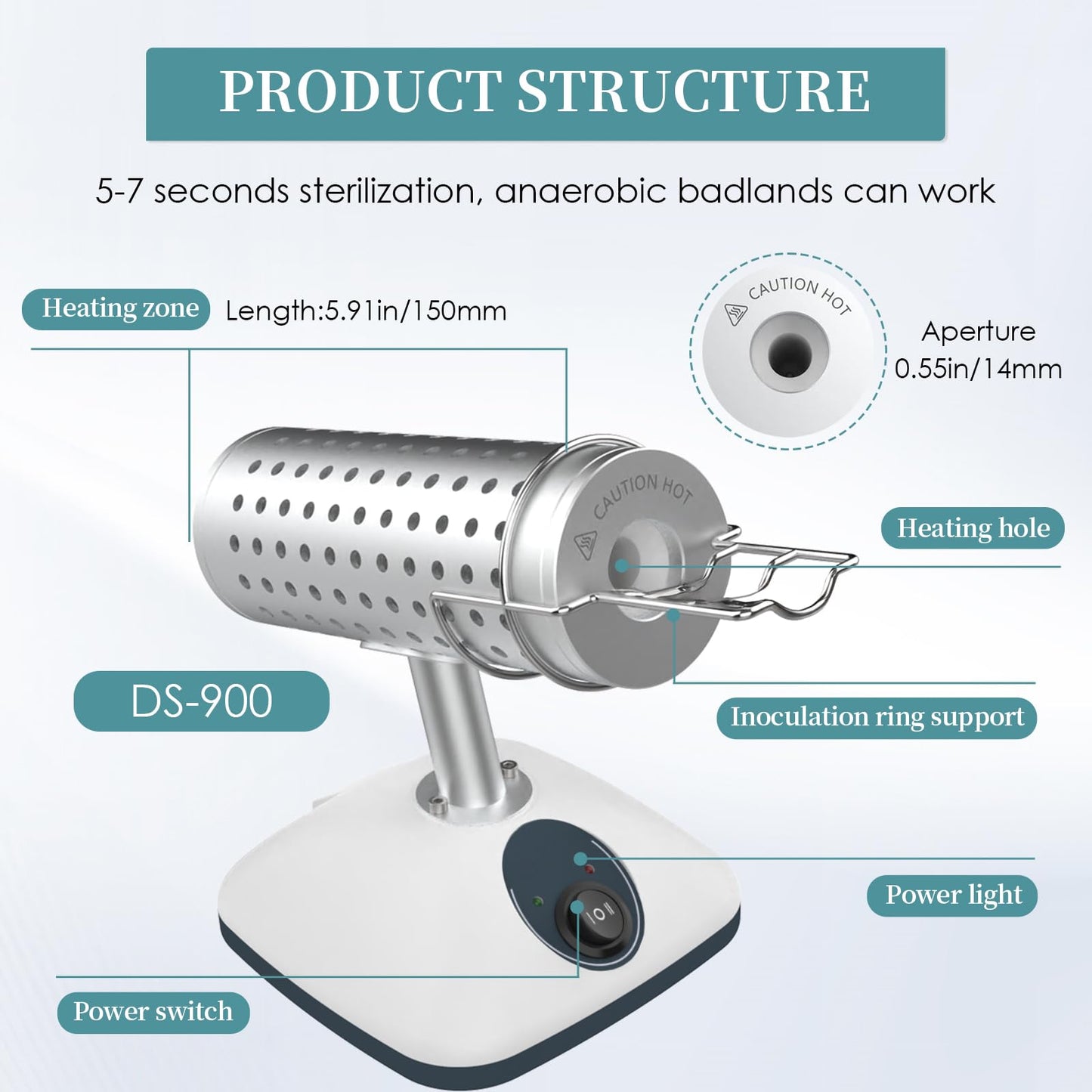 Lab DS-900 Infrared Sterilizer Autoclave Sterilizers Two Adjustable Heating Temperatures 400°C/825°C for Scalpel Needle Inoculating Loop Vaccination Ring,110V 150W