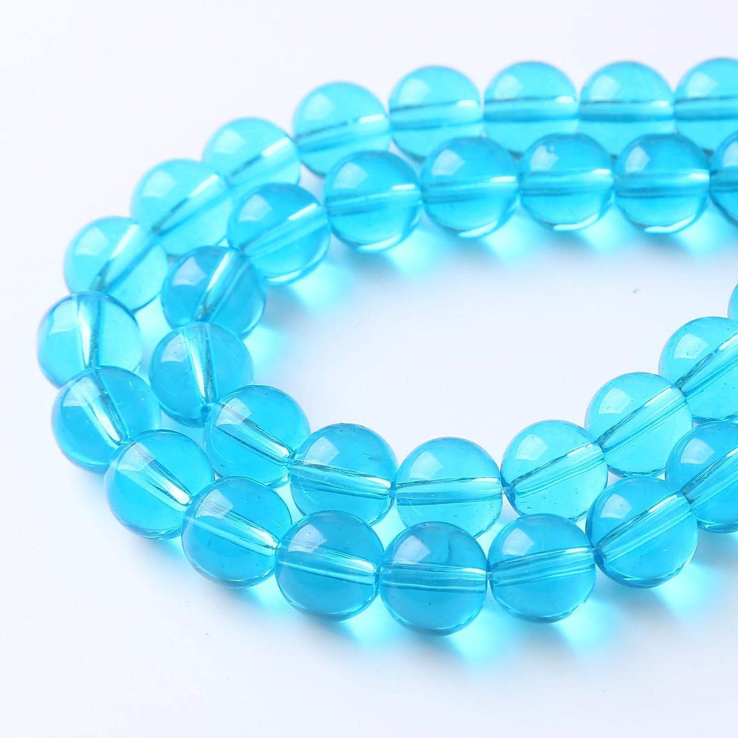36pcs 10mm Topaz Blue Crystal Glass Beads Round Loose Spacer Beads for Jewelry Making DIY Bracelet Necklace(Blue Crystal Glass, 10mm)